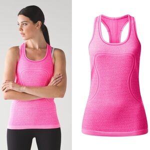 LULULEMON Swiftly Tech Racerback in Heathered Raspberry Glo Light Sz. 4